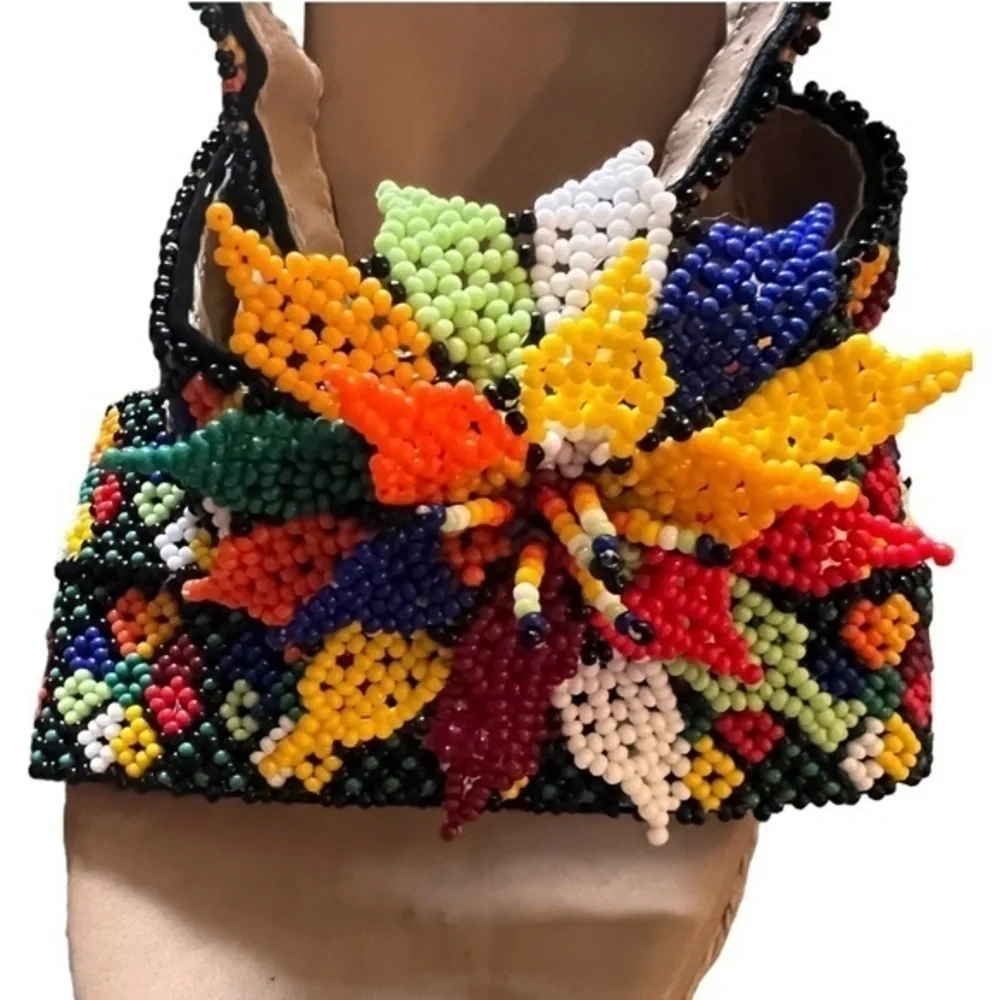 Aby y2k tropical seed beaded wedge slingback espadrilles hemp rope sandals